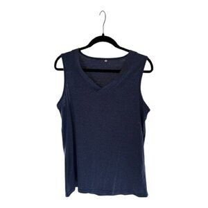 Blue V-Neck Sleeveless Top Size Large Women’s Soft Unbranded